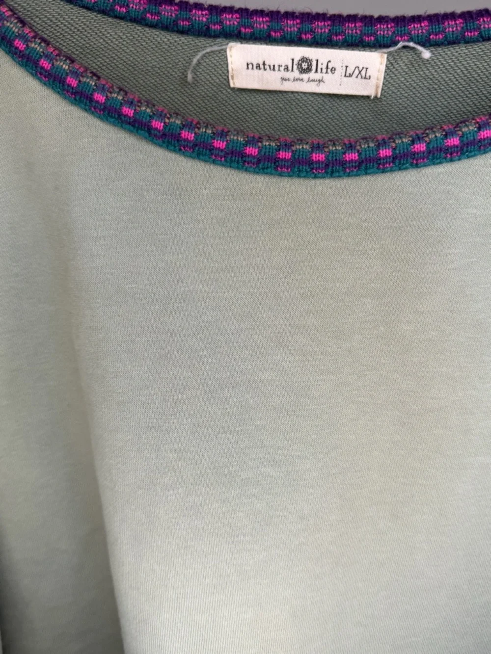 Natural Life Sweatshirt Knit Trim L / XL Sage, Purple Sweater Pullover - Picture 2 of 7